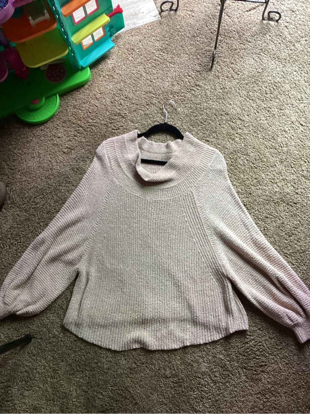 Free People Cream Cowl Neck Balloon Sleeve Sweater